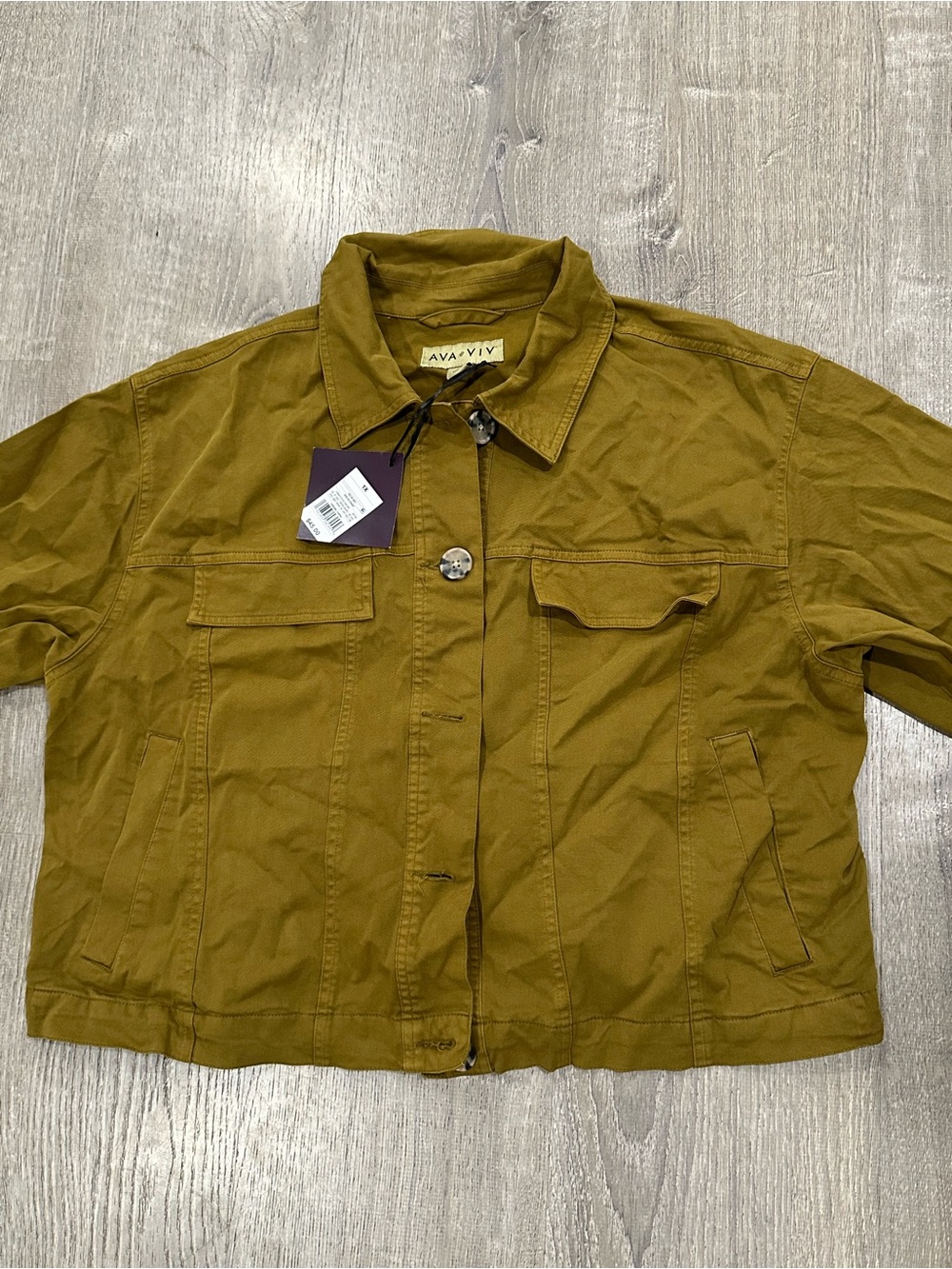 Ava & Viv Cropped Utility Jacket - Olive